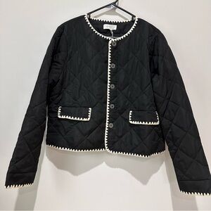 WAYF Whipstitch Quilted Buttoned Jacket - Black - NWOT